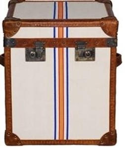 Casa Padrino Baule di lusso in vera pelle stile valigia - Marrone / Multicolore - 49 x 44 x A. 57 cm Casa Padrino Baule di lusso in vera pelle stile valigia - Marrone / Multicolore - 49 x 44 x A. 57 cm