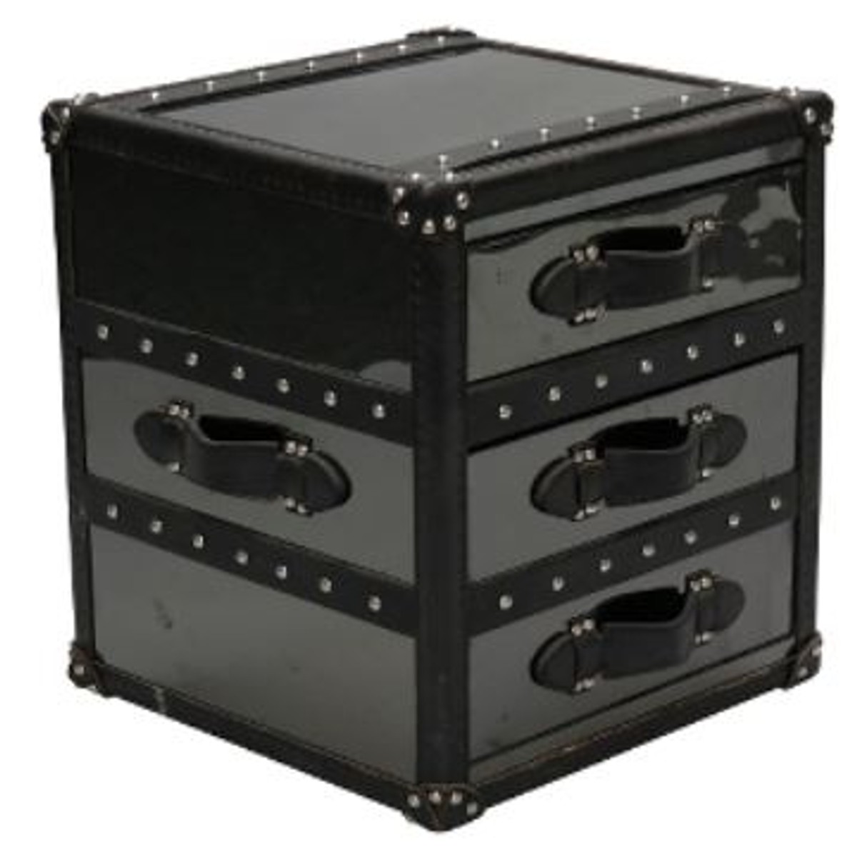 Casa Padrino luxury side table with 2 drawers black 52 x 48 x H. 50 cm - Handmade Side Table in Suitcase Look Casa Padrino luxury side table with 2 drawers black 52 x 48 x H. 50 cm - Handmade Side Table in Suitcase Look