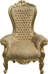 Sillón Trono Barroco Casa Padrino Majestuoso Diseño Crema-Dorado Mediano / Oro Mod2 con Rhinestones Bling Bling - Sillón Gigante - Trono Tron