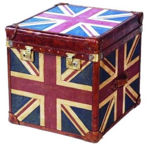 Casa Padrino Baule di Lusso Design Union Jack, Multicolore, 60 x 60 x H. 60 cm - Cassapanca in Vera Pelle Fatta a Mano Casa Padrino Baule di Lusso Design Union Jack, Multicolore, 60 x 60 x H. 60 cm - Cassapanca in Vera Pelle Fatta a Mano
