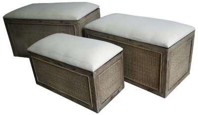 Casa Padrino Country Style Bench Set of 3 Brown / Beige - Handmade Benches with Storage Space and Padded Seats Casa Padrino Country Style Bench Set of 3 Brown / Beige - Handmade Benches with Storage Space and Padded Seats