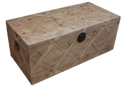 Casa Padrino Cassapanca Stile Country Naturale 100 x 48 x H. 40 cm - Baule in Legno Fatto a Mano Effetto Parquet