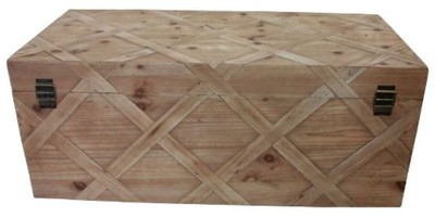 Casa Padrino Landhausstil Truhe Naturfarben 100 x 48 x H. 40 cm - Handgefertigte Holztruhe in Parkettoptik