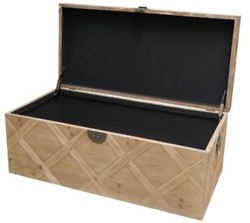 Casa Padrino Cassapanca Stile Country Naturale 100 x 48 x H. 40 cm - Baule in Legno Fatto a Mano Effetto Parquet