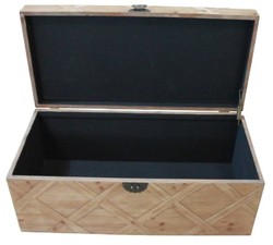 Casa Padrino Cassapanca Stile Country Naturale 100 x 48 x H. 40 cm - Baule in Legno Fatto a Mano Effetto Parquet