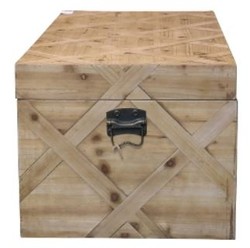 Casa Padrino Cassapanca Stile Country Naturale 100 x 48 x H. 40 cm - Baule in Legno Fatto a Mano Effetto Parquet
