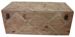 Casa Padrino Cassapanca Stile Country Naturale 100 x 48 x H. 40 cm - Baule in Legno Fatto a Mano Effetto Parquet