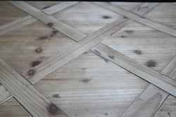 Casa Padrino Cassapanca Stile Country Naturale 100 x 48 x H. 40 cm - Baule in Legno Fatto a Mano Effetto Parquet