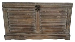 Casa Padrino ensemble de 2 coffres de style campagnard couleur naturelle - Coffres en bois faits main avec aspect lamellé