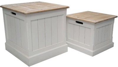 Casa Padrino Landhausstil Holztruhen 2er Set Riviera Weiß Naturfarben casa padrino landhausstil wohnzimmer holztruhe möbel
