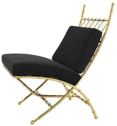Casa Padrino silla plegable de lujo oro / negro 75 x 81,5 x H. 92 cm - Muebles de Lujo