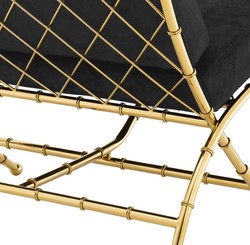 Casa Padrino silla plegable de lujo oro / negro 75 x 81,5 x H. 92 cm - Muebles de Lujo