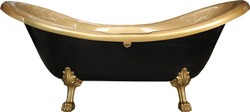 Pompöös by Casa Padrino Luxury Bathtub Deluxe de Harald Glööckler Black / Gold / Gold 2020mm con patas de león dorado
