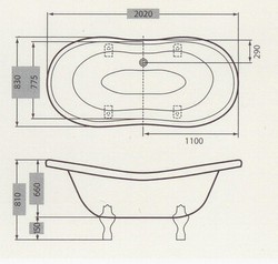 Pompöös by Casa Padrino Luxury Bathtub Deluxe de Harald Glööckler Black / Gold / Gold 2020mm con patas de león dorado