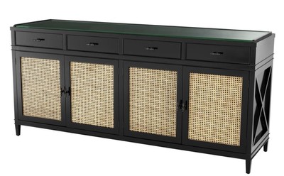 Casa Padrino luxury chest of drawers black / natural colors 200 x 56 x H. 92.5 cm - Limited Edition
