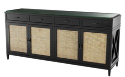 Casa Padrino cómoda de lujo negro / colores naturales 200 x 56 x H. 92,5 cm - Edición Limitada