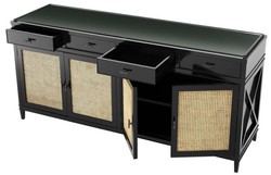 Casa Padrino cómoda de lujo negro / colores naturales 200 x 56 x H. 92,5 cm - Edición Limitada