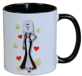 Casa Padrino Harald Glööckler Pompöös Tasse Chien avec robe de soirée blanc-noir - designed by Harald Glööckler - 9,5cm x 8,5cm Casa Padrino Harald Glööckler Pompöös Tasse Chien avec robe de soirée blanc-noir - designed by Harald Glööckler - 9,5cm x 8,5cm