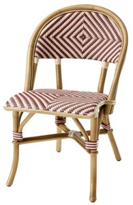 Casa Padrino Chaise en rotin de luxe Naturel / Bordeaux / Blanc 46 x 60 x H. 83 cm - Mobilier de véranda élégant