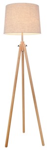 Casa Padrino Modern Floor Lamp with Wooden Tripod and Beige Cotton Lampshade Ø 44 x H. 161.5 cm