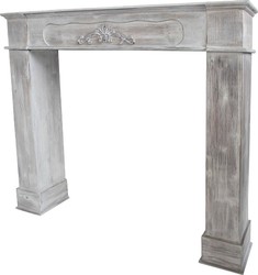 Casa Padrino Cornice per camino stile country, grigio-marrone antico, 108 x 23 x H. 98 cm Casa Padrino Cornice per camino stile country, grigio-marrone antico, 108 x 23 x H. 98 cm