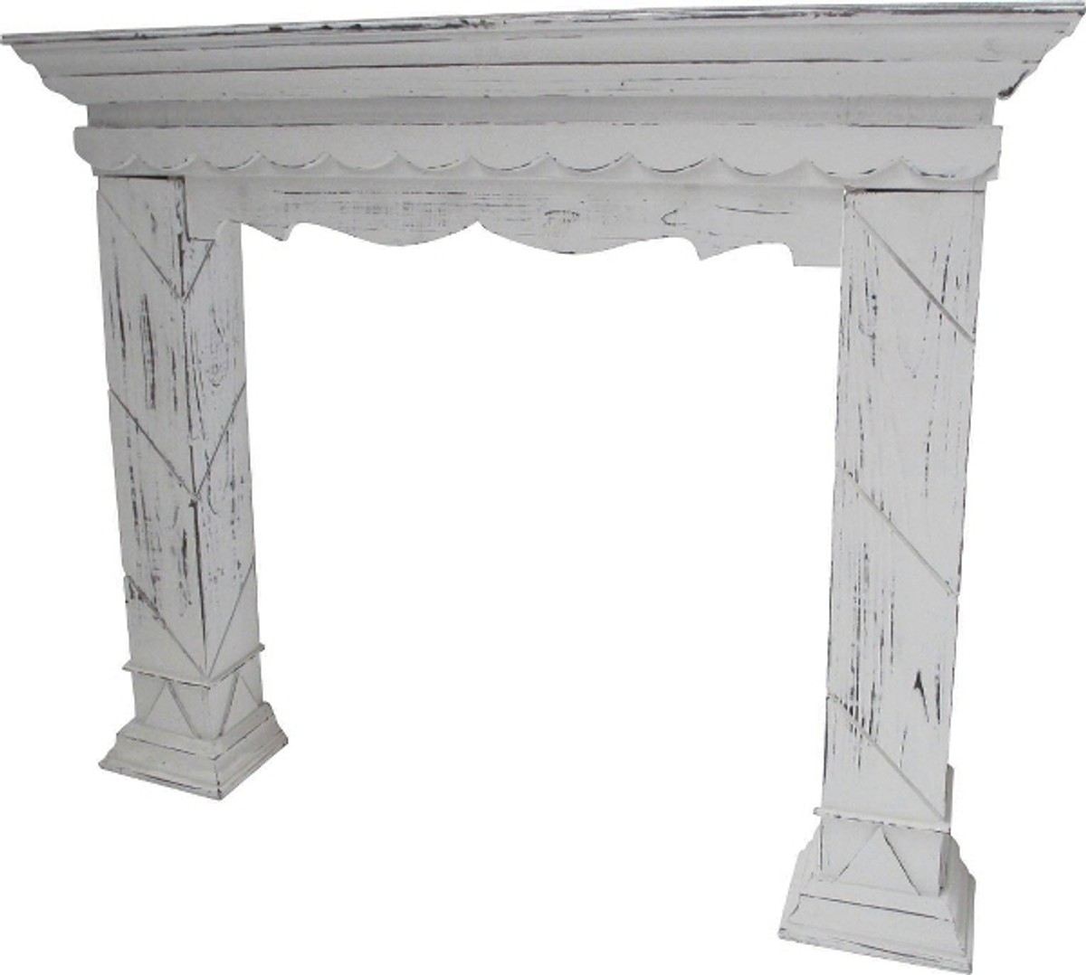 Casa Padrino Country Style Fireplace Surround Antique White 116 x 22 x H. 99 cm - Handmade Fireplace Surround in Shabby Chic Look Casa Padrino Country Style Fireplace Surround Antique White 116 x 22 x H. 99 cm - Handmade Fireplace Surround in Shabby Chic Look