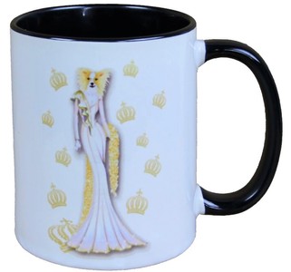 Casa Padrino Harald Glööckler Pompöös Tasse Chien en robe de soirée or-blanc - 9,5cm x 8,5cm - 320ml Casa Padrino Harald Glööckler Pompöös Tasse Chien en robe de soirée or-blanc - 9,5cm x 8,5cm - 320ml