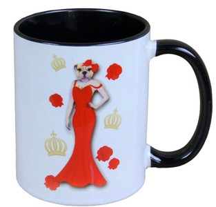 Casa Padrino Tasse de luxe Chien en robe de soirée rouge par Harald Glööckler Pompöös - 9,5cm x 8,5cm - 320ml Casa Padrino Tasse de luxe Chien en robe de soirée rouge par Harald Glööckler Pompöös - 9,5cm x 8,5cm - 320ml