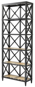 Casa Padrino Mobile a Ripiani di Lusso per Soggiorno Nero / Naturale 85 x 35 x H. 220 cm