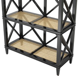 Casa Padrino Estantería de Lujo para Salón Negro / Natural 85 x 35 x H. 220 cm