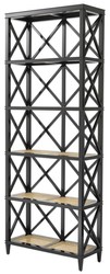 Casa Padrino Estantería de Lujo para Salón Negro / Natural 85 x 35 x H. 220 cm