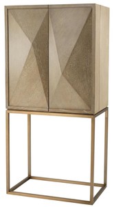 Casa Padrino Armoire à vin de luxe à 2 portes en brun et laiton 81,5 x 50,5 x H. 168 cm
