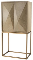 Casa Padrino Armoire à vin de luxe à 2 portes en brun et laiton 81,5 x 50,5 x H. 168 cm