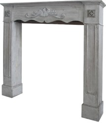 Casa Padrino Cheminée décorative style campagne Shabby Chic Gris 105 x 17 x H. 102 cm - Habillage de cheminée fait main