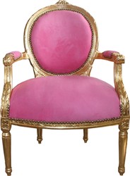 Casa Padrino medaglione barocco sedia del salone di colore rosa / oro - stile antico Mobili Casa Padrino medaglione barocco sedia del salone di colore rosa / oro - stile antico Mobili