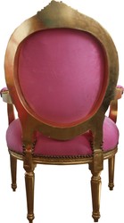 Casa Padrino medaglione barocco sedia del salone di colore rosa / oro - stile antico Mobili Casa Padrino medaglione barocco sedia del salone di colore rosa / oro - stile antico Mobili