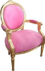 Casa Padrino medaglione barocco sedia del salone di colore rosa / oro - stile antico Mobili Casa Padrino medaglione barocco sedia del salone di colore rosa / oro - stile antico Mobili