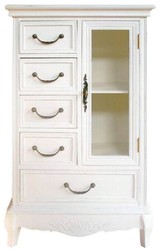 Casa Padrino Armario de estilo rústico con puerta y 5 cajones Blanco 50 x 30 x H. 92 cm Casa Padrino Armario de estilo rústico con puerta y 5 cajones Blanco 50 x 30 x H. 92 cm