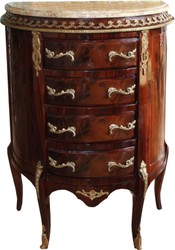 Casa Padrino Barock Kommode Braun Marmorplatte Creme Marmor Baroque Chest of Drawers Brown Mahagony Mahagoni Möbel Einrichtung Furniture