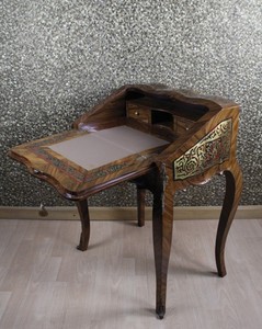 Casa Padrino Barock Sekretär Mahagoni Braun mit Boulle Intarsien B 74 x H 91 x T 38 cm - Sekretär im Antik Stil
