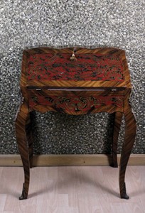 Casa Padrino Scrivania Barocca Segretario Mogano Marrone con Intarsi Boulle L 74 x A 91 x P 38 cm - Stile Antico