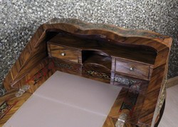Casa Padrino Scrivania Barocca Segretario Mogano Marrone con Intarsi Boulle L 74 x A 91 x P 38 cm - Stile Antico