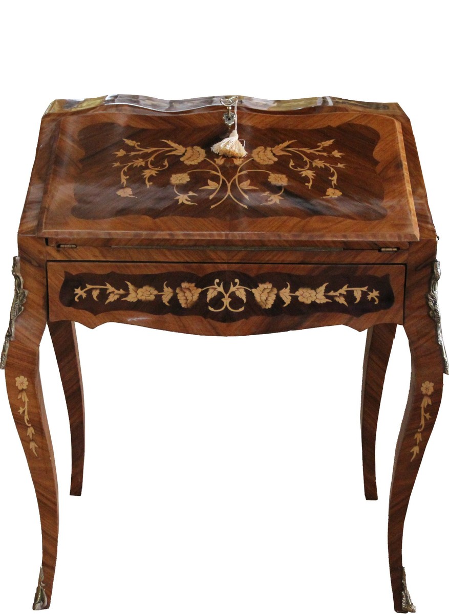 Casa Padrino Sekretär Mahagoni Barock Baroque Secretary Mahagony Brown Intarsia Intarsien Casa Padrino Sekretär Mahagoni Barock Baroque Secretary Mahagony Brown Intarsia Intarsien