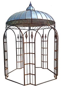 Casa Padrino Pavilion Ø 220 x H. 330 cm - Various Colors - Garden Pavilion made of Wrought Iron with Galvanized Tin Roof
