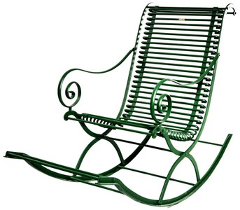 Casa Padrino Wrought Iron Garden Rocking Chair 55 x 150 cm - Various Colors - Handmade Garden Furniture