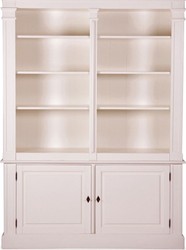 Casa Padrino Landhausstil Wandschrank Antik Weiß  160 x 48 x H. 215 cm - Landhausstil Möbel - Bücherregal 