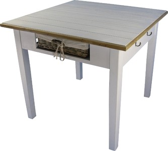 Casa Padrino Country House Style Dining Table White / Natural 90 x 90 x H. 78 cm with 2 Rattan Baskets