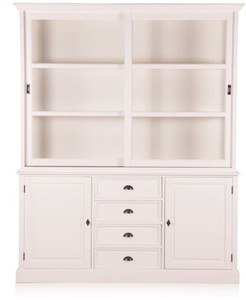 Casa Padrino Pensile in stile rustico bianco antico con 2 ante e 4 cassetti 185 x 43 x h 225 cm - mobili in stile country