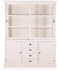 Casa Padrino Pensile in stile rustico bianco antico con 2 ante e 4 cassetti 185 x 43 x h 225 cm - mobili in stile country