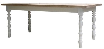 Casa Padrino Country House Style Dining Table White / Natural 200 x 90 x H. 75 cm - Solid Wood Table